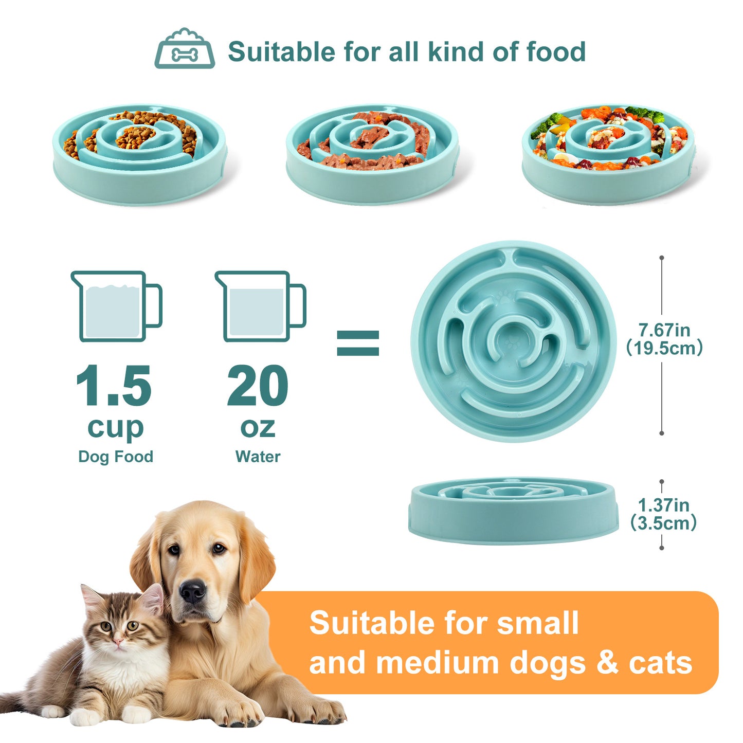 Bandeja antideslizante para mascotas de comedero lenta