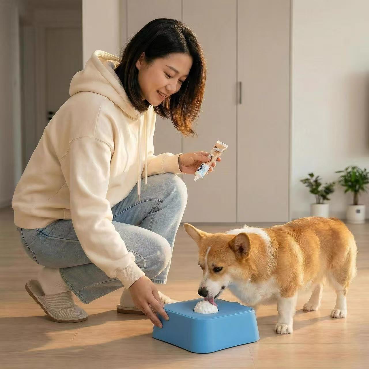 Cuenco para perros de alimentación lenta con compartimento de agua